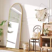 Miroir sur pied pleine grandeur personnalisé, incassable, avec cadre doré de luxe, pour coiffeur et vanité