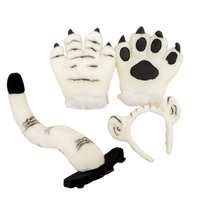 Halloween fête cosplay tigre animal réaliste queue & bandeau & gant super doux et fourrure tissu peluche jouet en gros