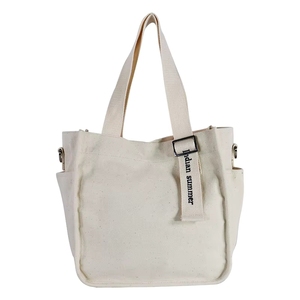 Sac fourre-tout en toile avec patch lettre S et fermeture à bouton, deux anses, style minimaliste pour usage quotidien - Product Image 3
