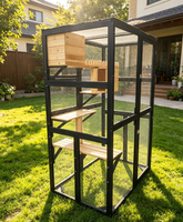 Maison pour chat en bois massif, écologique et durable, pour extérieur, meuble pour animaux de compagnie en bois solide, cage robuste et universelle pour toutes les saisons.