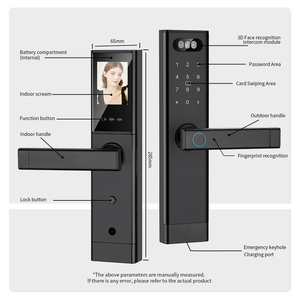 Serrure de <span class=keywords><strong>porte</strong></span> intelligente à reconnaissance faciale 3D avec déverrouillage par veine palmaire, écran intérieur WiFi Tuya, sécurité domestique pour <span class=keywords><strong>porte</strong></span> en bois - Product Image 3