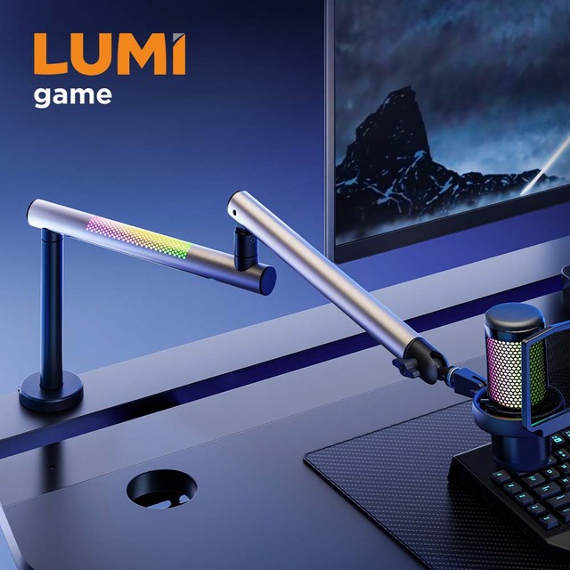 MDS23-1L Custom RGB Light Gaming Mic Boom Arm Stand Adjustable Metal Studio Table Podcasting Mike Microphone Desk Holder Mount