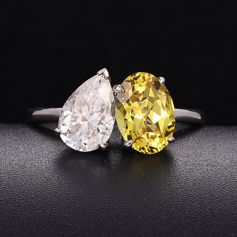 solid 10k gold lab gemstone+moissanite ring
