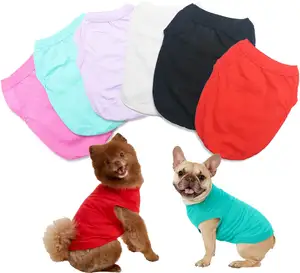 コットンドッグベストマルチカラーペットシャツブランクドッグプレーンベストカスタマイズ可能なパターンペットベスト子犬夏薄い通気性のある服