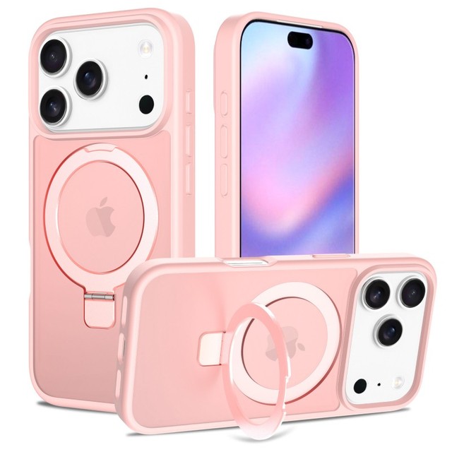 360 Rotating Kickstand Skin Feel Silicone Magnetic Phone Case for for Magsafe Shockproof Slim Cover