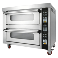 Four électrique numérique commercial double couche avec contrôle intelligent de la température, fenêtre en verre et éclairage, chaleur supérieure/inférieure, vapeur/pierre pour la cuisson