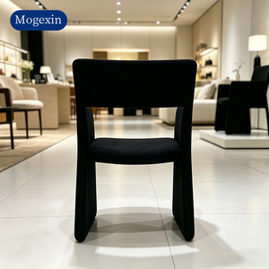 Ensemble de chaises de salle à manger modernes en tissu noir avec accoudoirs découpés, chaises rembourrées pour restaurant, hôtel - Product Image 3