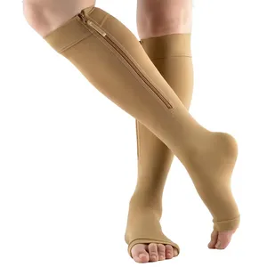 Knee High Unisex Adult Varicose Vein Medical Compression Socks Zip Breathable Compression Socks