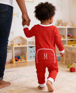 Combinaison de Noël personnalisée 2026 pour bébé, rouge, avec rabat pour les fesses, tenue de Noël assortie pour la sortie de maternité, <span class=keywords><strong>pyjama</strong></span> pour tout-petits filles - Product Image 2