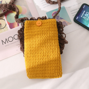 Borsa a tracolla tessuta a mano, custodia per telefono in lana lavorata all'<span class=keywords><strong>uncinetto</strong></span>, piccola e carina per ragazze, con motivo animalier - Product Image 2