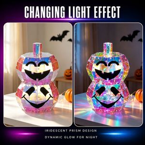 Decoración de Calabaza LED para Halloween, Figura de Calabaza Iridiscente con Facetas, Luz de Mesa con Alimentación USB para Decoración de Fiestas en Casa - Product Image 3