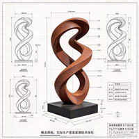 Sculpture en acier corten de style zen moderne sur mesure, sculpture en acier corten en forme de spirale infinie