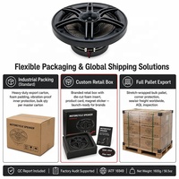 OEM ODM Haut-parleur moto 6,5 pouces IPX6 2 Ohms, panier en acier, moteur en ferrite, grille personnalisée, logo de marque, 500 paires minimum, noir, 12V CC