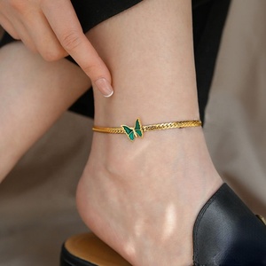 Yeni varış moda özel halhal takı 18K altın kaplama kadınlar olmayan kararmaz bağlantı halhal kelebek halhal - Product Image 1