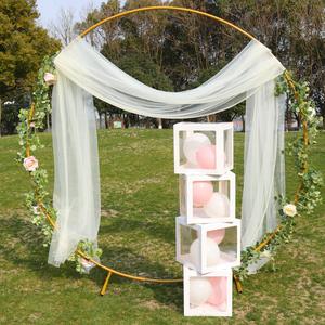 Arco de Boda Romántico con Decoración de Globos, Arco Redondo con Fondo Floral Dorado, Arco Circular de Metal - Product Image 3