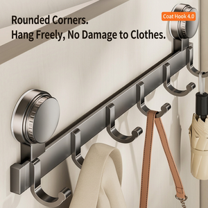 Stainless Steel Suction Cup <b>Wall</b> Hook Clothing Organizer 6 Hooks Non Perforated Waterproof Bathroom Robe Hook for <b>Clothes</b> Towels - Product Image 2