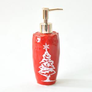 JIA SHUN อุปกรณ์ห้องน้ำในโรงแรม4ชิ้น,ชุดอุปกรณ์ห้องน้ำธีมคริสต์มาสเซรามิกสีแดงที่ใส่แปรงสีฟันที่กดสบู่ที่ใส่แปรงสีฟัน - Product Image 2