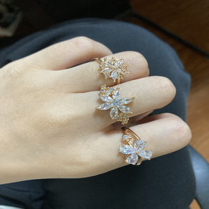 Модные 18 карат позолоченные медные ювелирные изделия подарок очарование красочные кубические циркониевые кольца для девочек - Product Image 2