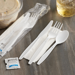 Fuling trọng lượng nặng dùng một lần dao kéo Flatware Bộ dụng cụ dao nhựa muỗng nĩa Khăn ăn đồ dùng dao kéo đặt bữa ăn Kit - Product Image 5