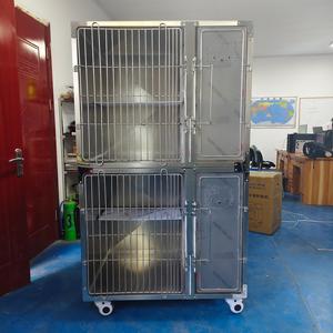 <span class=keywords><strong>คอนโด</strong></span>แมวสแตนเลสสองชั้นพรีเมียม พร้อมฉากกั้นเลื่อนแบบล็อคได้และล้อเงียบ สำหรับใช้ภายใน/ภายนอกอาคาร - Product Image 6