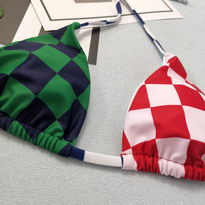 Conjunto <span class=keywords><strong>de</strong></span> Bikini Triangular con Top Halter y Tanga <span class=keywords><strong>de</strong></span> Tiras para Mujer, Traje <span class=keywords><strong>de</strong></span> Baño Sexy <span class=keywords><strong>de</strong></span> Dos Piezas con Lazos Laterales - Product Image 3