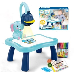 2025 niños educación temprana proyección pintura Mesa tablero multifuncional niño pez azul Graffiti dibujo juguete con música - Product Image 1