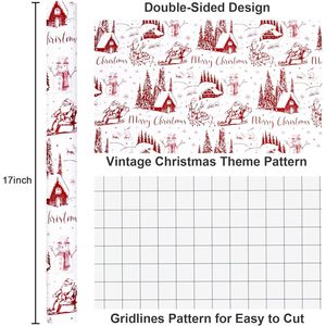 Vintage Christmas Wrapping <b>Paper</b> <b>Red</b> Classic Santa Deer Design 46.8 Square Feet Gift Craft Recyclable Double Side Roll - Product Image 3