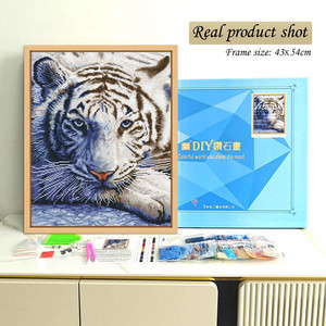 Peinture Diamant Personnalisée Tigre Blanc Créatif Cadeau DIY Fête des Enfants Animaux Toile Kit de Peinture Diamant 5D pour Vente en Gros - Product Image 2