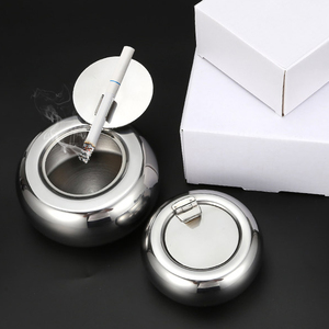 Cendrier à cigares rond en acier inoxydable, plateau à cigares personnalisé avec couvercle - Product Image 6