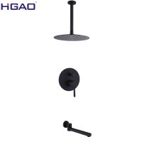 Ensemble de robinet de salle de bain carré moderne douche de plafond en acier inoxydable avec jet doux armoire en laiton robinet de baignoire douche