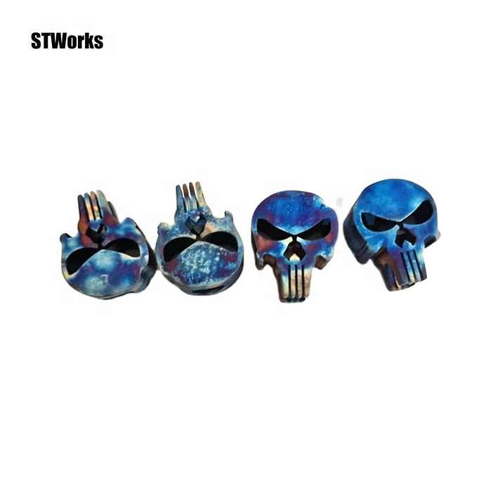 Customized Processing of Metal Titanium EDC Knife Hanging Rope Bead Skull