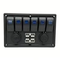 Panneau de commande 12V encastré 8 interrupteurs avec double prise de style et double port USB 50A pour bateau et voiture