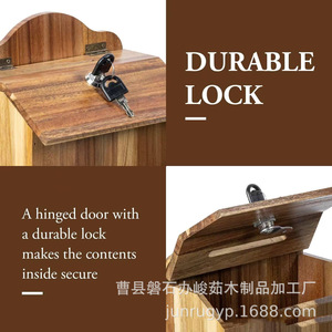 Wooden Suggestion Box Lockable <b>Rectangle</b> Storage Box For Office Cafe Use - Product Image 2
