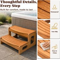 Échelle de piscine robuste en bois, marches en bois pour spa et escalier multifonction à 2 marches pour spa, piscine