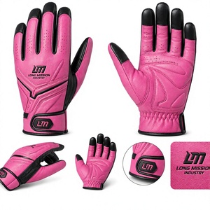 Long Mission Industry Pink Leather Motorcycle <b>Gloves</b> Wrist Length Breathable Sporty Style <b>Touchscreen</b> Compatible Eco-Friendly - Product Image 3