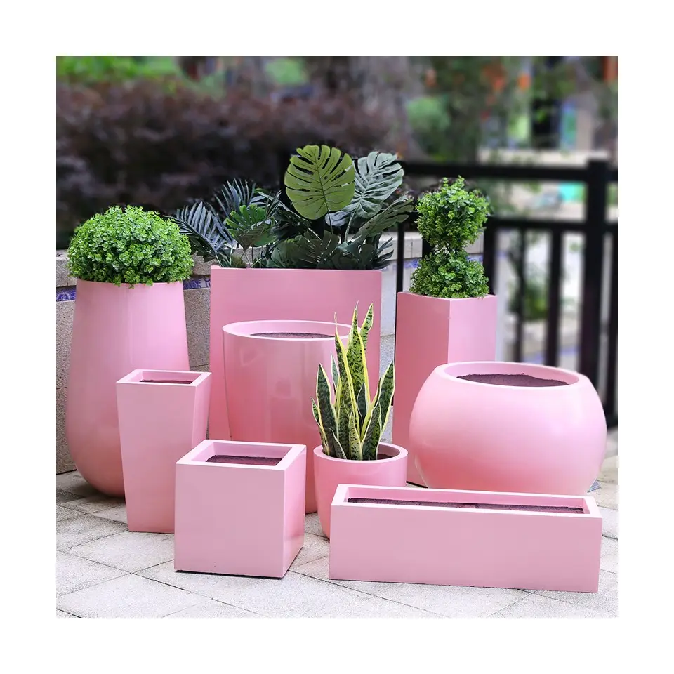 Populaire Decoratieve Outdoor Glasvezel Betonnen Planten Bloempotten Plantensets