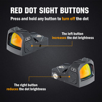 Ohhunt Viseur Réflexe Ouvert Anti-Parallaxe 12 Niveaux de Luminosité Activation par Mouvement Optique Tactique Point Rouge pour R&R Cut