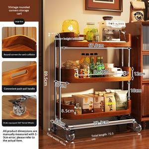 <span class=keywords><strong>Table</strong></span> basse en bois mobile de nouveau type, salon, chariot de rangement à trois niveaux, luxe léger, <span class=keywords><strong>esthétique</strong></span> élevée - Product Image 2