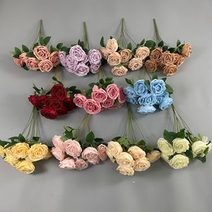ช่อดอกกุหลาบประดิษฐ์ ดอกไม้ผ้าไหม คุณภาพสูง เหมาะสำหรับตกแต่งงานแต่งงาน ตกแต่งบ้าน และเป็นพร็อพถ่ายภาพ - Product Image 1