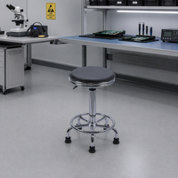 Tabouret de bar industriel anti-fatigue, levage pneumatique, cuir PU avec glissières, structure en acier, usage commercial
