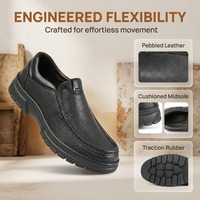 Chaussures de bureau élégantes pour hommes en cuir lisse véritable noir à plateforme, avec logo personnalisé, vente en gros directe d'usine