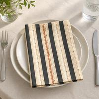 Serviette en lin et coton personnalisée imprimée 45x45cm |   Rayures scandinaves festonnées |   Impression numérique en gros