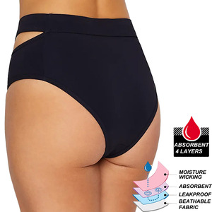 Parte inferior de <span class=keywords><strong>Bikini</strong></span> de cintura <span class=keywords><strong>alta</strong></span> para mujer a prueba de fugas Menstrual suave elástico Mujer período <span class=keywords><strong>Bikini</strong></span> parte inferior Anti-UV traje de baño - Product Image 2