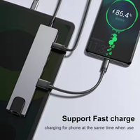 Station d'accueil 8-en-1 en alliage d'aluminium Type-C USB 3.0 à 8 ports avec adaptateur secteur pour téléphone, en stock