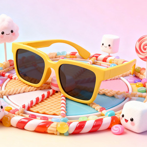 Gafas de sol cuadradas para niños UV400 polarizadas con montura completa TPEE, montura suave, protección solar retro 23069 - Product Image 1