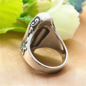 Coffin Shape <b>Titanium</b> Steel <b>Ring</b> Retro Punk Style Unisex Jewelry Amethyst Inlay Bezel Setting Everyday Wear - Product Image 3