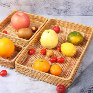 Assiette de rotin de fruits rectangulaire faite à la main nordique plateau de service panier-cadeau décoratif pour le stockage - Product Image 2