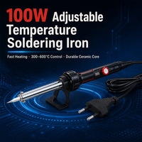 Fer à souder électrique 100W 300-600 ° Outil de réparation de fils de circuits imprimés à température réglable, chauffage rapide, haute puissance, prise EU