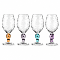 Lot de 2 verres à vin colorés de 350 ml avec pied, gobelets de luxe en verre ambre, gris, turquoise, violet, pour fêtes, style bohème, faits à la main
