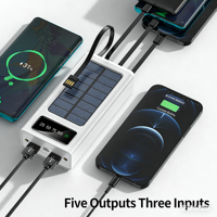 Chargeur rapide 2-en-1 haute performance, chargeur solaire portable extérieur, batterie externe Li-Polymère 30000mAh, entrée Micro USB/Type-C, sortie DC 4 lignes